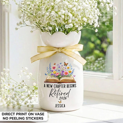 Personalized Retirement Gift for Women, Retirement Ceramic Flower Vase, Teacher Retirement Gift, Retired Teacher Gift, Happy Retirement Gift