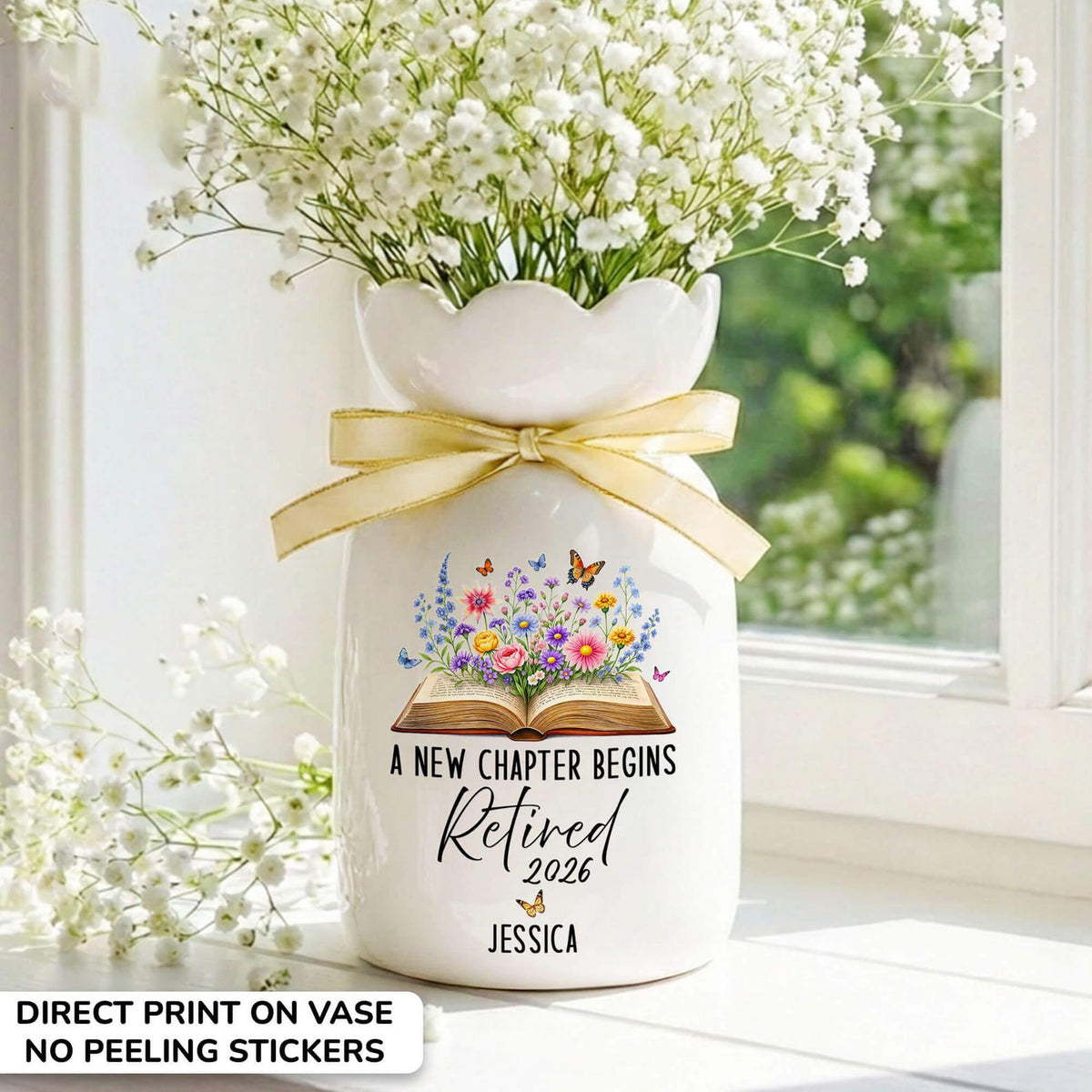 Personalized Retirement Gift for Women, Retirement Ceramic Flower Vase, Teacher Retirement Gift, Retired Teacher Gift, Happy Retirement Gift
