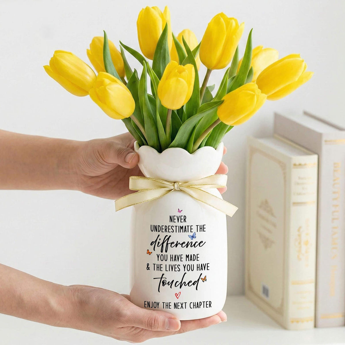 Personalized Retirement Gift for Women, Retirement Ceramic Flower Vase, Teacher Retirement Gift, Retired Teacher Gift, Happy Retirement Gift