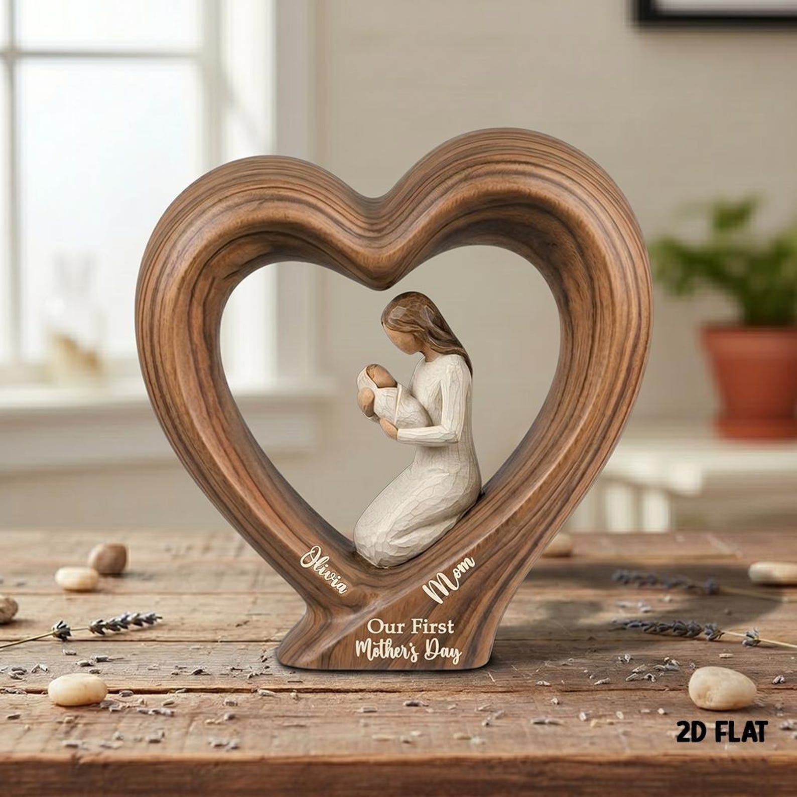 First Mother's Day Wooden Heart Block, Personalized Mom Gift New Mom Gift 1st Mothers Day Present from Baby Keepsake, Mom and Baby Keepsake
