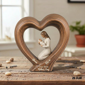 First Mother's Day Wooden Heart Block, Personalized Mom Gift New Mom Gift 1st Mothers Day Present from Baby Keepsake, Mom and Baby Keepsake