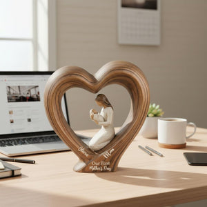 First Mother's Day Wooden Heart Block, Personalized Mom Gift New Mom Gift 1st Mothers Day Present from Baby Keepsake, Mom and Baby Keepsake