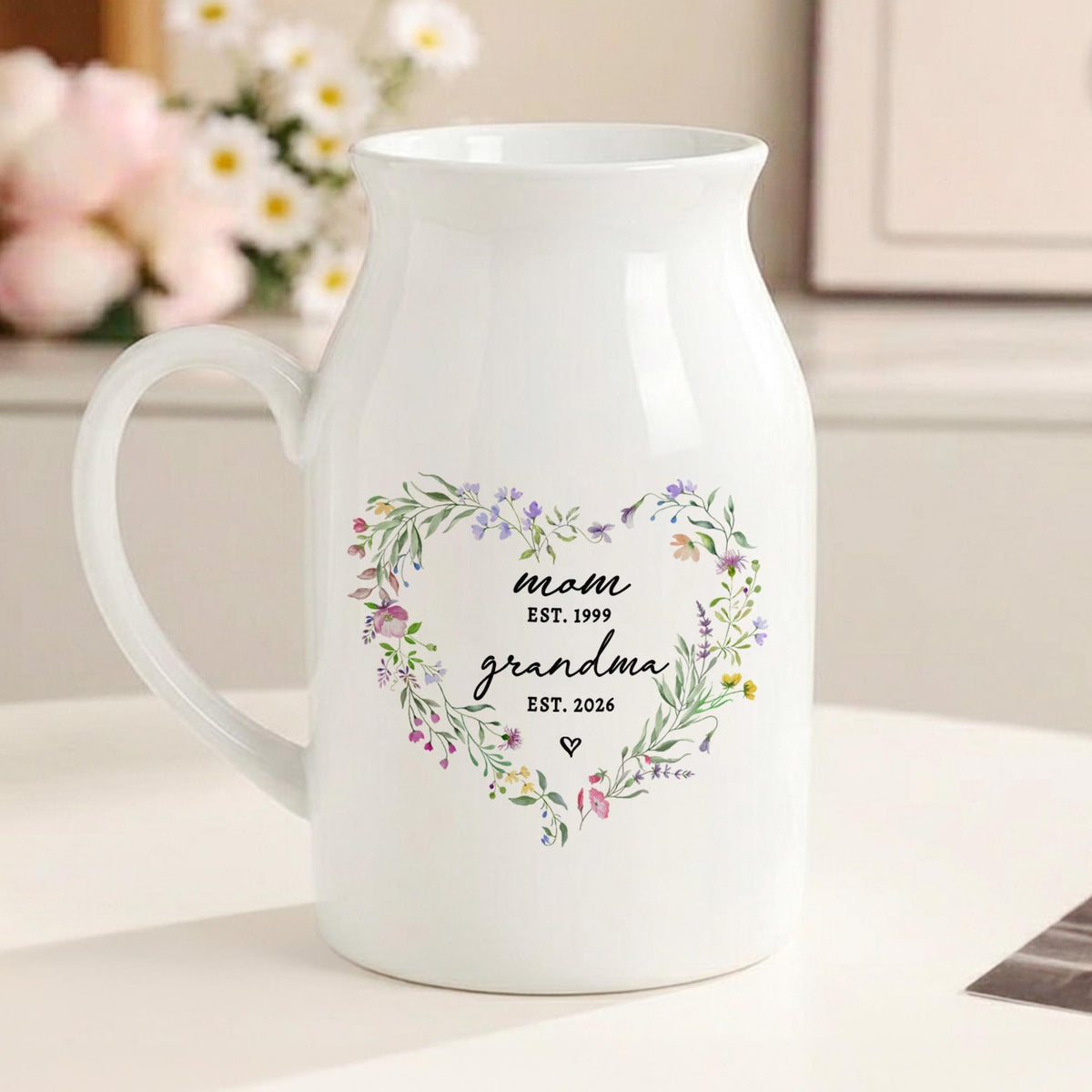 Mother's Day Vase Gift for New Grandma, Flower Vase for Mom, Pregnancy Announcement Moms Gifts