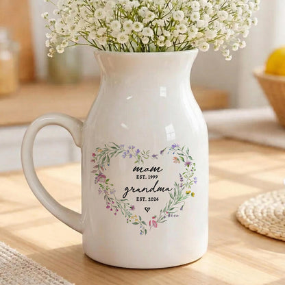 Mother's Day Vase Gift for New Grandma, Flower Vase for Mom, Pregnancy Announcement Moms Gifts