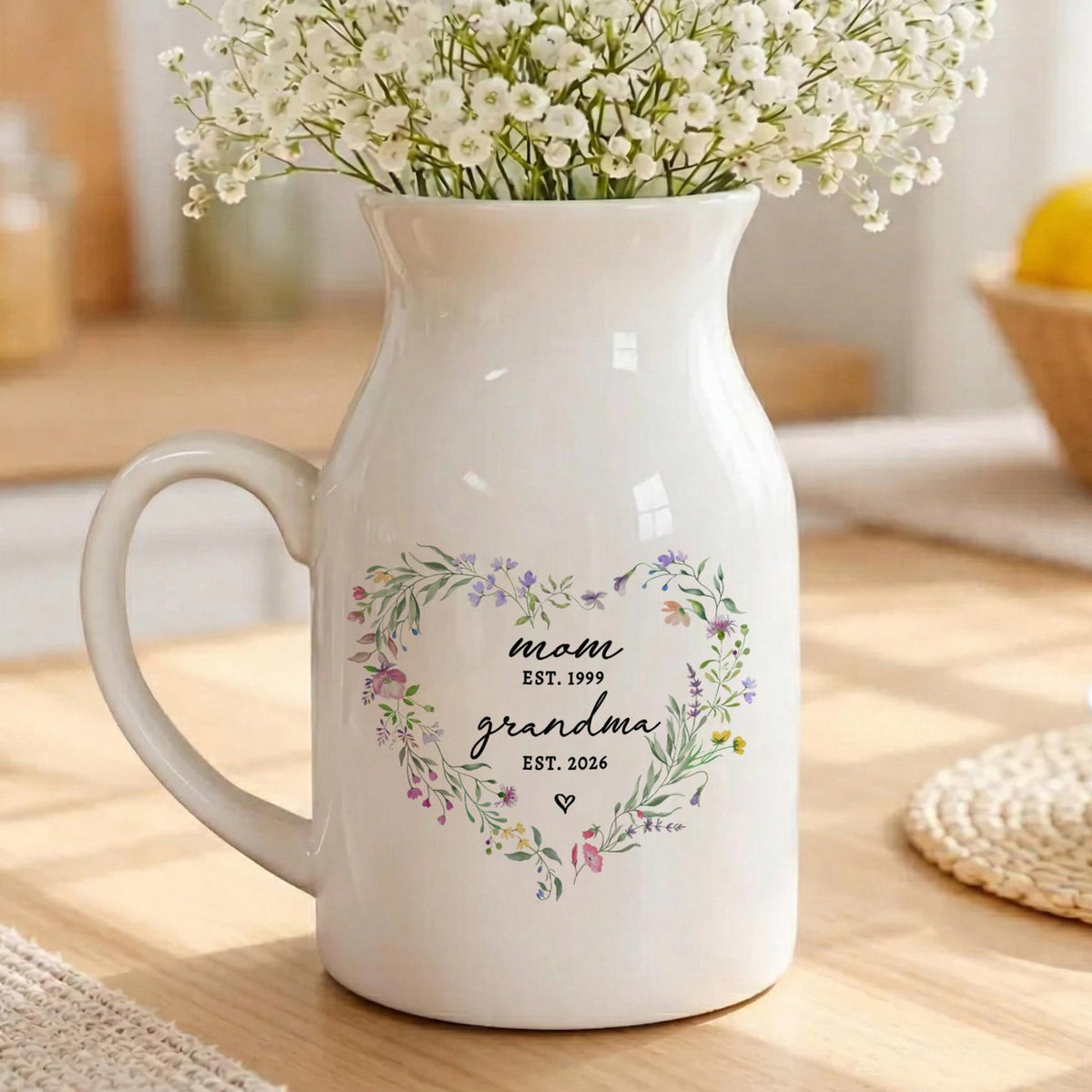 Mother's Day Vase Gift for New Grandma, Flower Vase for Mom, Pregnancy Announcement Moms Gifts