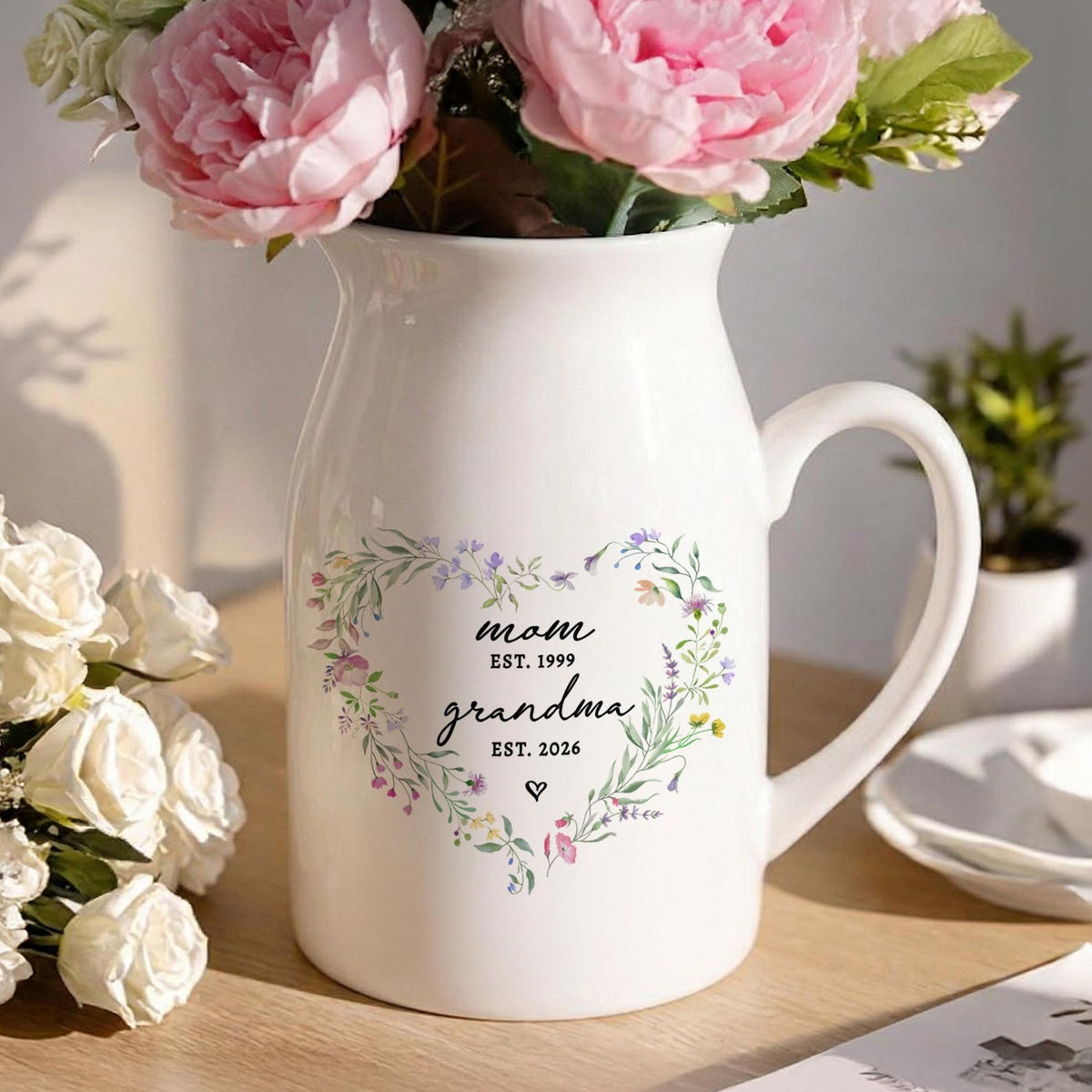 Mother's Day Vase Gift for New Grandma, Flower Vase for Mom, Pregnancy Announcement Moms Gifts