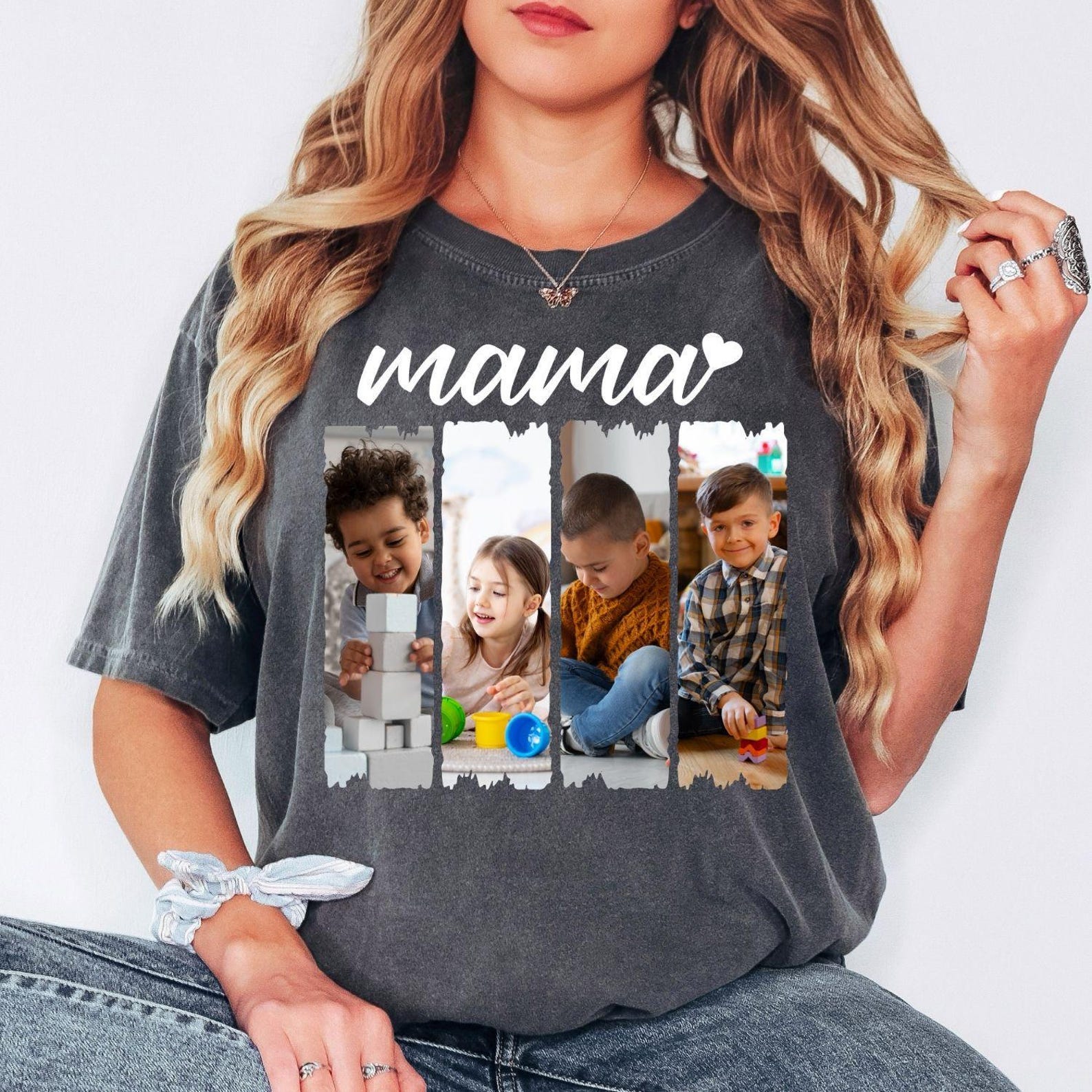 Comfort Colors Mama Photo Shirt, Custom Photo Mama Shirt, Personalized Picture Shirt, Mothers Day Gift Shirt, Custom Kids Photo Shirt