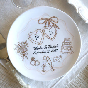 Personalized Ceramic Wedding Plate,  Anniversary or Engagement Keepsake