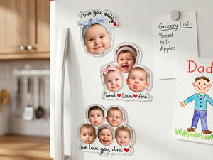Personalized Photo Magnet for Dad, Custom Face Fridge Magnet, Father s Day Gift from Kids