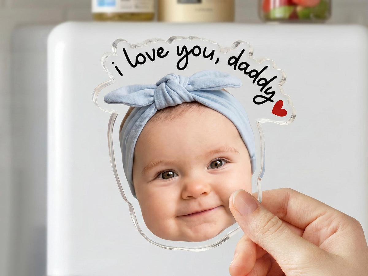 Personalized Photo Magnet for Dad, Custom Face Fridge Magnet, Father s Day Gift from Kids