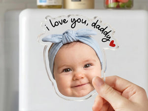 Personalized Photo Magnet for Dad, Custom Face Fridge Magnet, Father s Day Gift from Kids