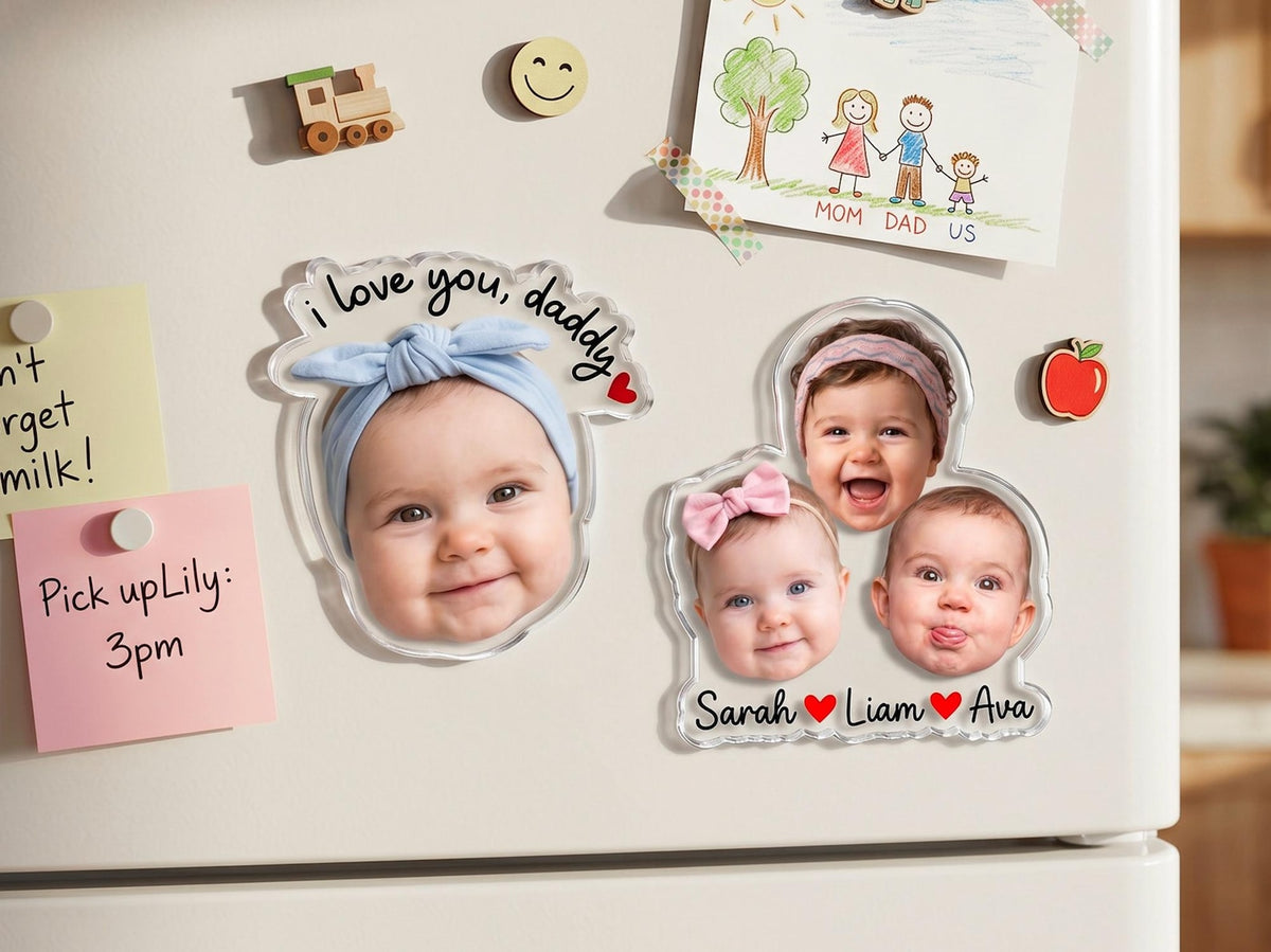 Personalized Photo Magnet for Dad, Custom Face Fridge Magnet, Father s Day Gift from Kids
