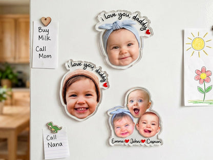 Personalized Photo Magnet for Dad, Custom Face Fridge Magnet, Father s Day Gift from Kids