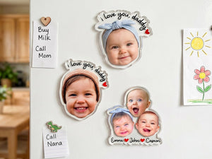 Personalized Photo Magnet for Dad, Custom Face Fridge Magnet, Father s Day Gift from Kids