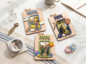 Grandpa Photo Magnet, Personalized Wood Fridge Picture Frame for Poppop Papa, First Father s Day Grandpa Gift,Custom Grandkids Keepsake Gift