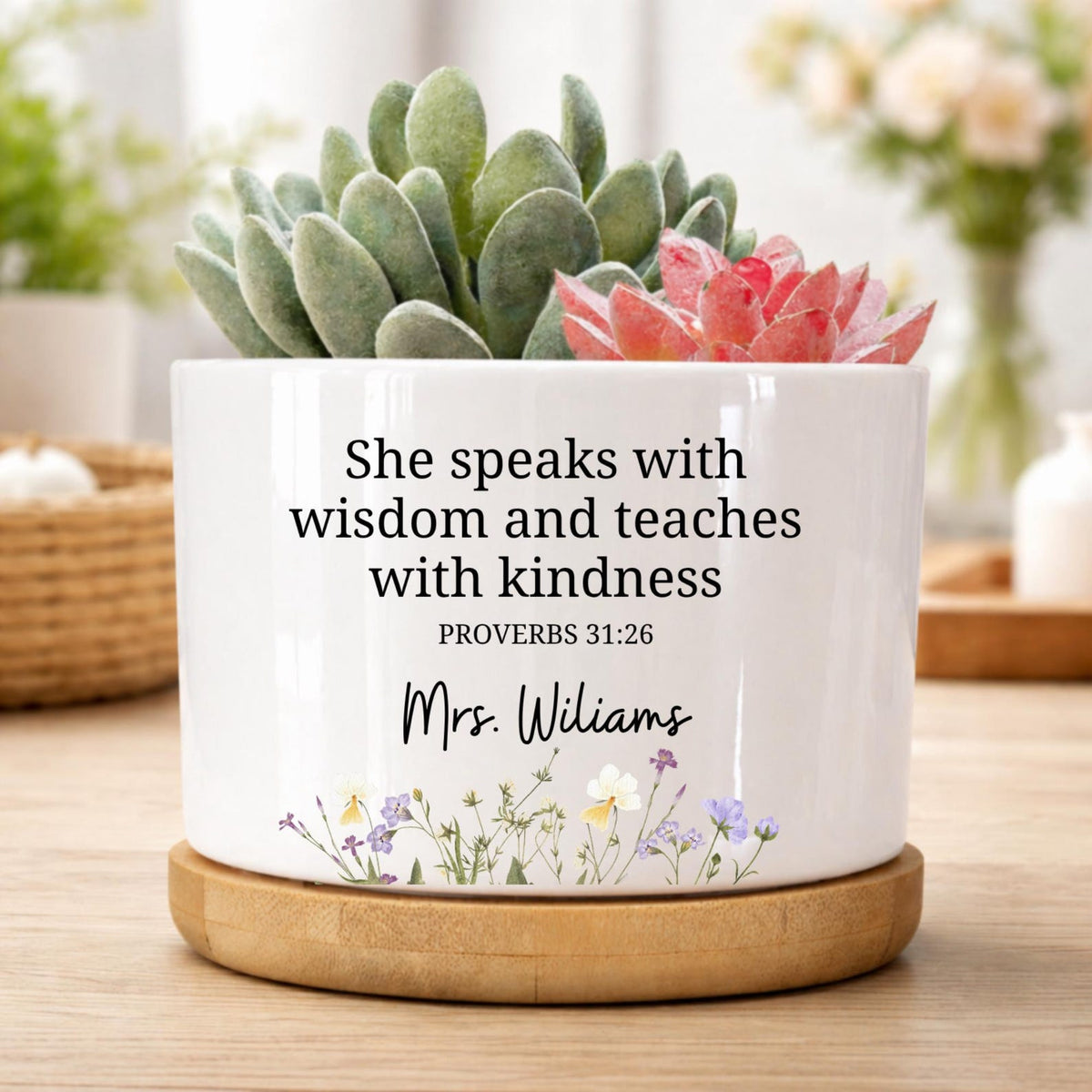Personalized Christian Teacher Flower Pot, Church Teacher Custom Gift, Teacher Appreciation Gift, Journal For Christian Teacher
