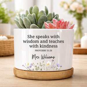 Personalized Christian Teacher Flower Pot, Church Teacher Custom Gift, Teacher Appreciation Gift, Journal For Christian Teacher
