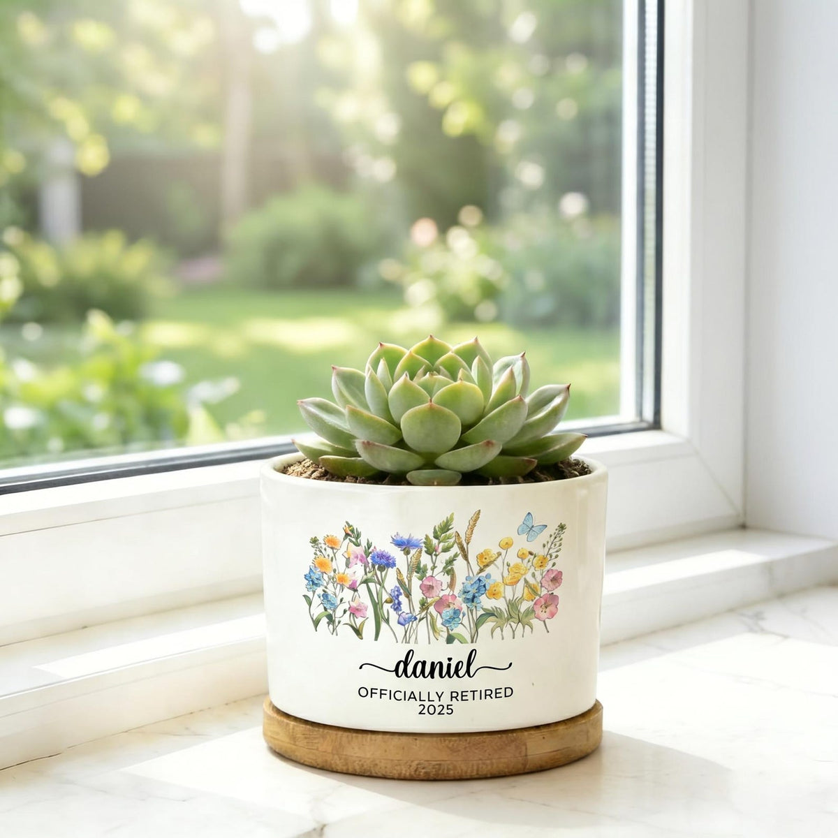 Personalized Retirement Planter, The Difference You Made Retirement Gift Custom Teacher Gift, Floral Ceramic Pot