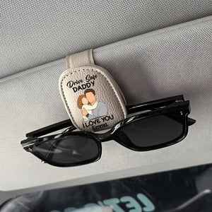 Custom Photo Car Visor Drive Safe Daddy Sunglasses Holder: Personalized Portrait From Photo Sunglass Holder, Fathers Day Gift, Grandpa Gift