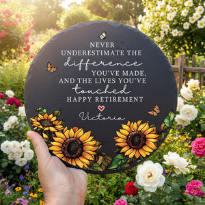Garden Stone Retirement Gift, Personalized Floral Retirement Gift For Grandma, Colleague Retirement Keepsake, Retired Coworker, Mother's Day