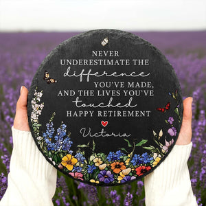 Garden Stone Retirement Gift, Personalized Floral Retirement Gift For Grandma, Colleague Retirement Keepsake, Retired Coworker, Mother's Day