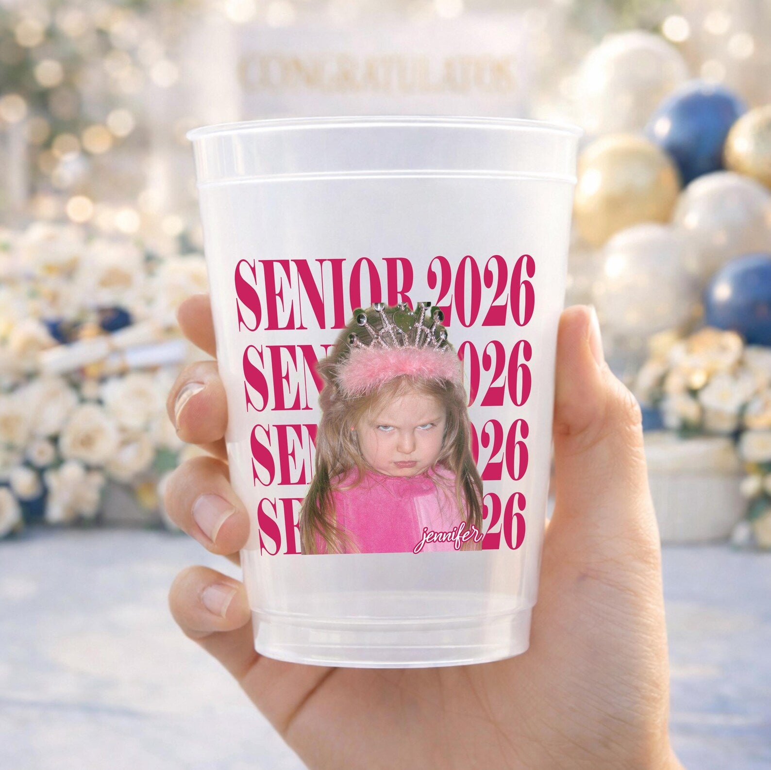 Personalized Senior Custom Vintage Photo Frosted Cup, Class of 2026 Graduation Gift, Graduation Drinkware, Senior Night Cup, Party Favor Cup