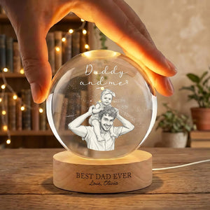 First Father's Day Photo Crystal Ball Night Light, Personalized Dad Gift New Dad Gift 1st Fathers Day Present from Baby Keepsake, Daddy Papa