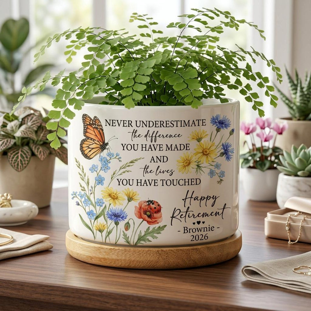 Personalized Retirement Gift for Women 2026, Custom Name Planter Pot, Difference You Made Retirement Gift,Teacher Nurse Coworker Garden Gift