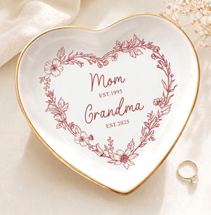 Personalized Grandma Est Ring Dish, First Time Grandma Gift, Promoted To Grandma Ceramic Jewelry Tray, Mothers Day Gift for Grandma