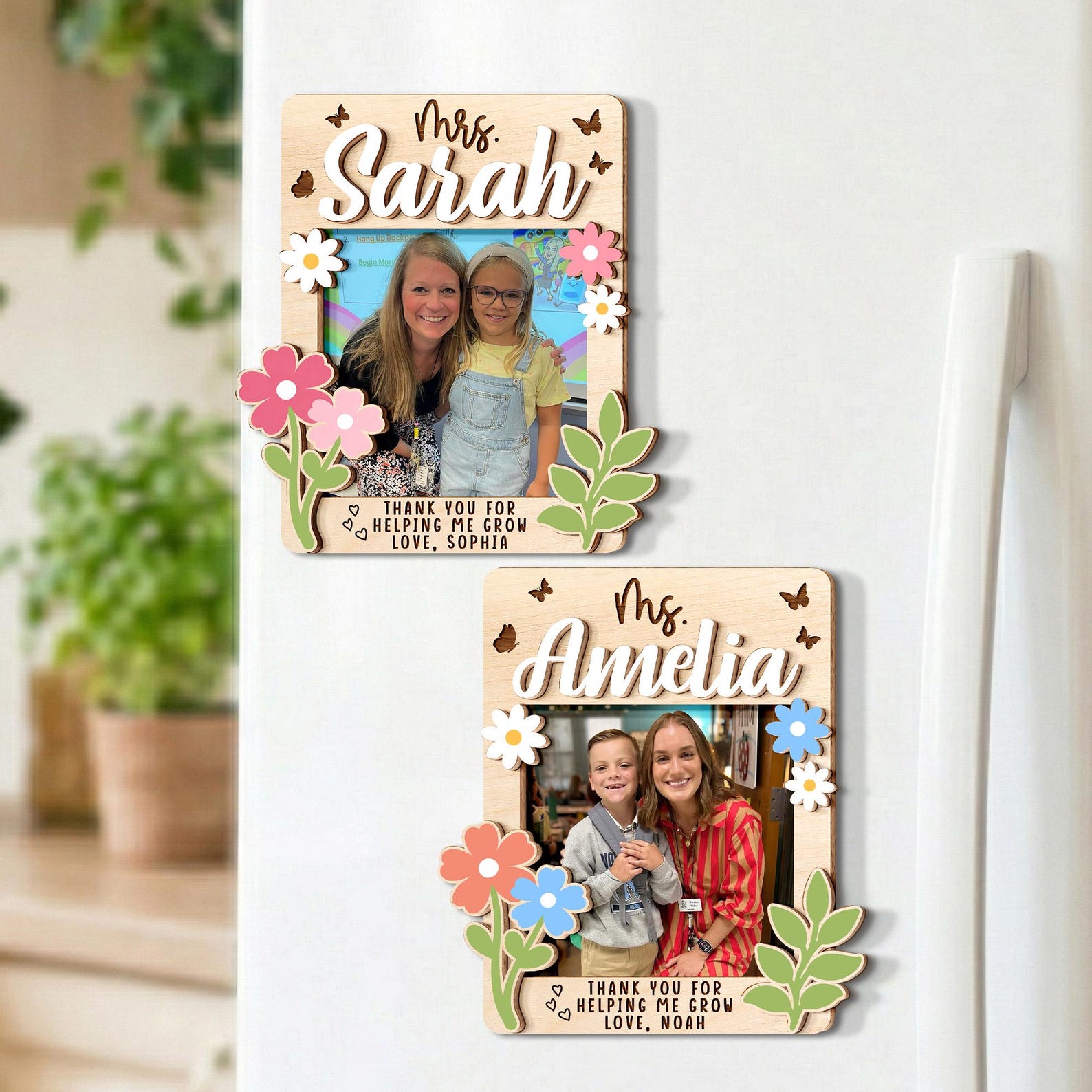 Personalized Wooden Photo Teacher Magnet, Appreciation Gift for Teacher, End of School Gift from Student, Thank You Teacher Gifts