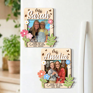 Personalized Wooden Photo Teacher Magnet, Appreciation Gift for Teacher, End of School Gift from Student, Thank You Teacher Gifts