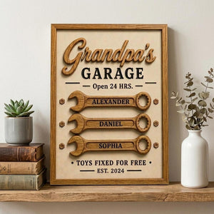 Personalized Grandpa Garage Sign With Kids Name, Papa Tools Sign, Dad Workshop Sign, Fathers Day Gift For Dad Grandpa
