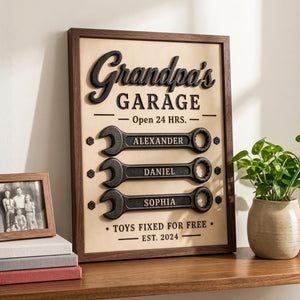Personalized Grandpa Garage Sign With Kids Name, Papa Tools Sign, Dad Workshop Sign, Fathers Day Gift For Dad Grandpa