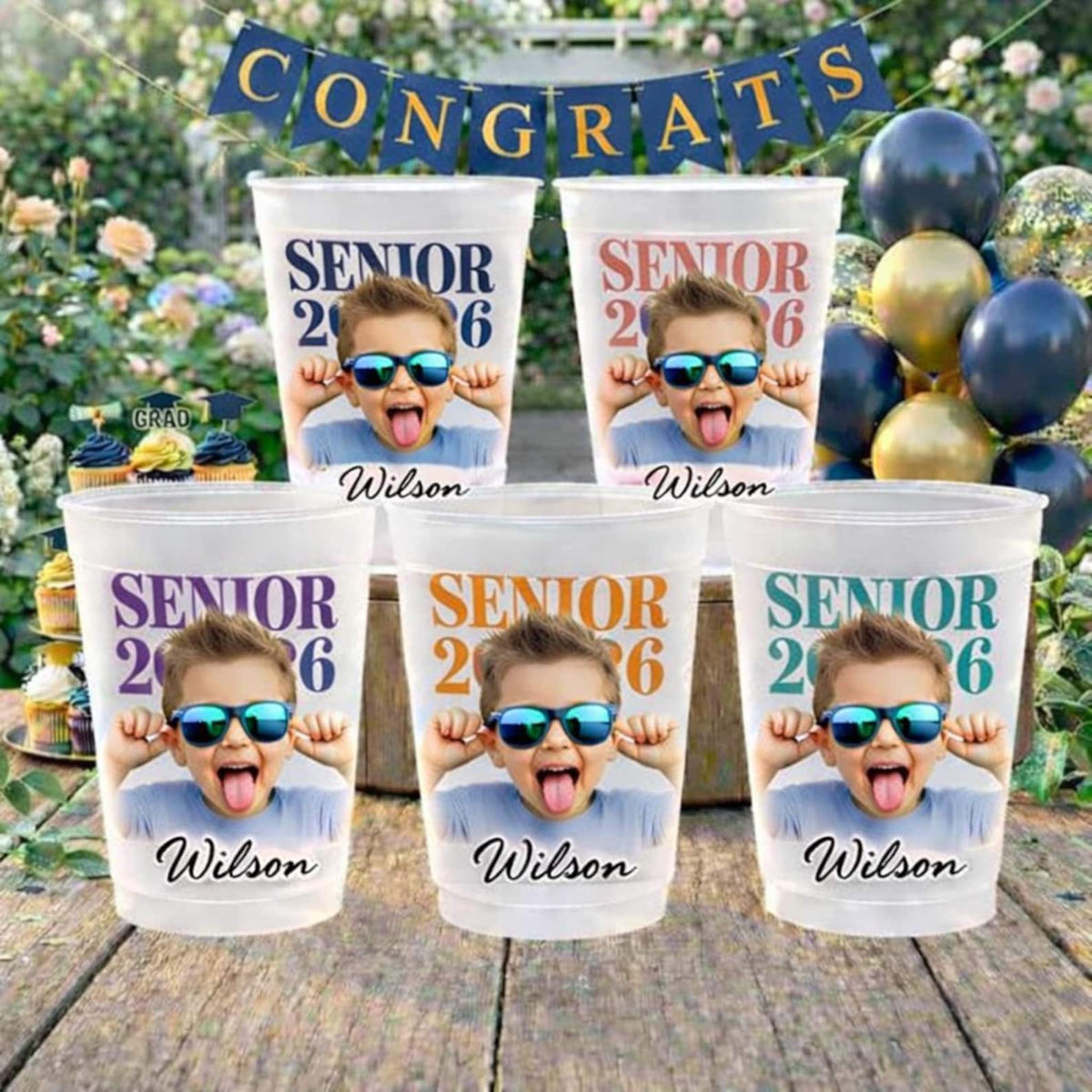 Custom Graduation Frosted Cup, Personalized Photo Senior Cup 2026, Class of 2026 Party Cups, Grad Party Decor, High School Graduation Gift