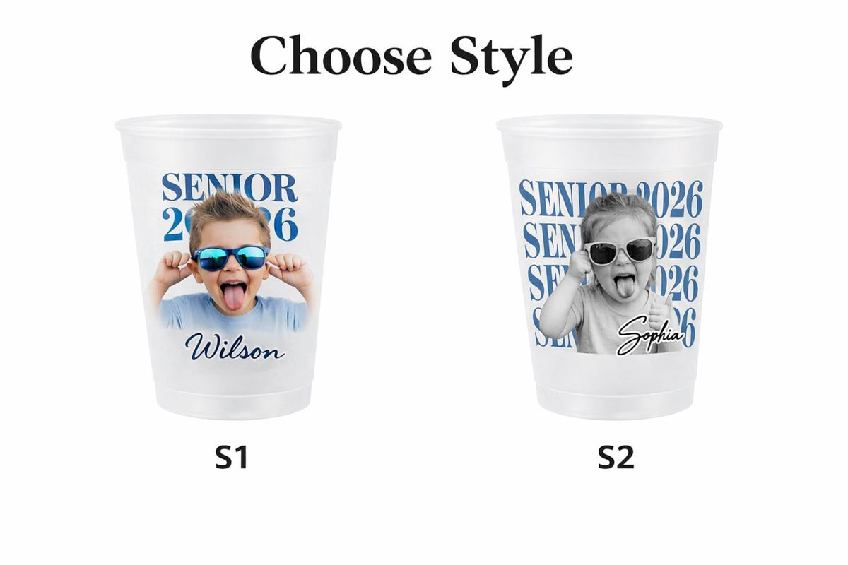 Custom Graduation Frosted Cup, Personalized Photo Senior Cup 2026, Class of 2026 Party Cups, Grad Party Decor, High School Graduation Gift