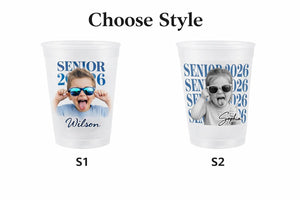 Custom Graduation Frosted Cup, Personalized Photo Senior Cup 2026, Class of 2026 Party Cups, Grad Party Decor, High School Graduation Gift