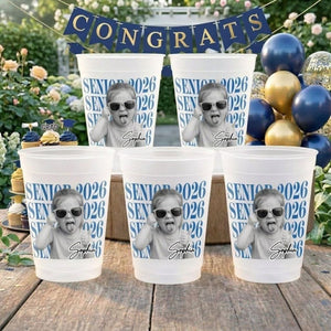 Custom Graduation Frosted Cup, Personalized Photo Senior Cup 2026, Class of 2026 Party Cups, Grad Party Decor, High School Graduation Gift