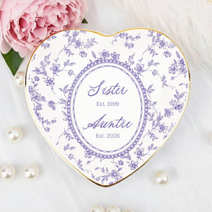 Personalized Toile de Jouy Grandma Est Ring Dish, Custom New Grandma Ceramic Jewelry Tray, Promoted To Grandma, Mothers Day Gift for Grandma