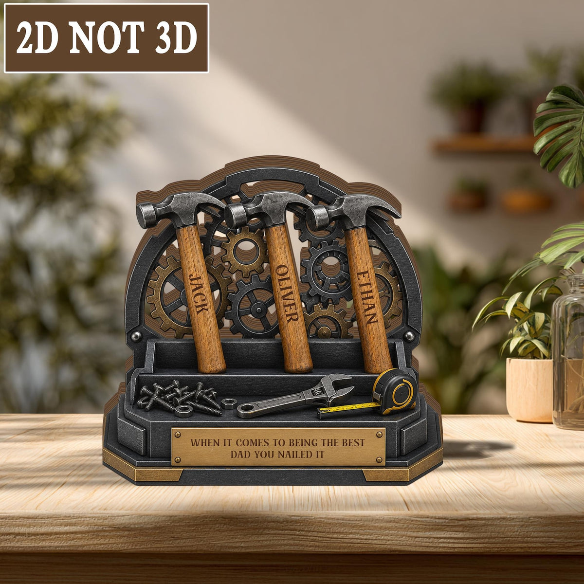 Personalized Dad Hammer Wooden Block, Custom Name Tool Gift, Father's Day Engraved Plaque Decor, DIY Lover Gift