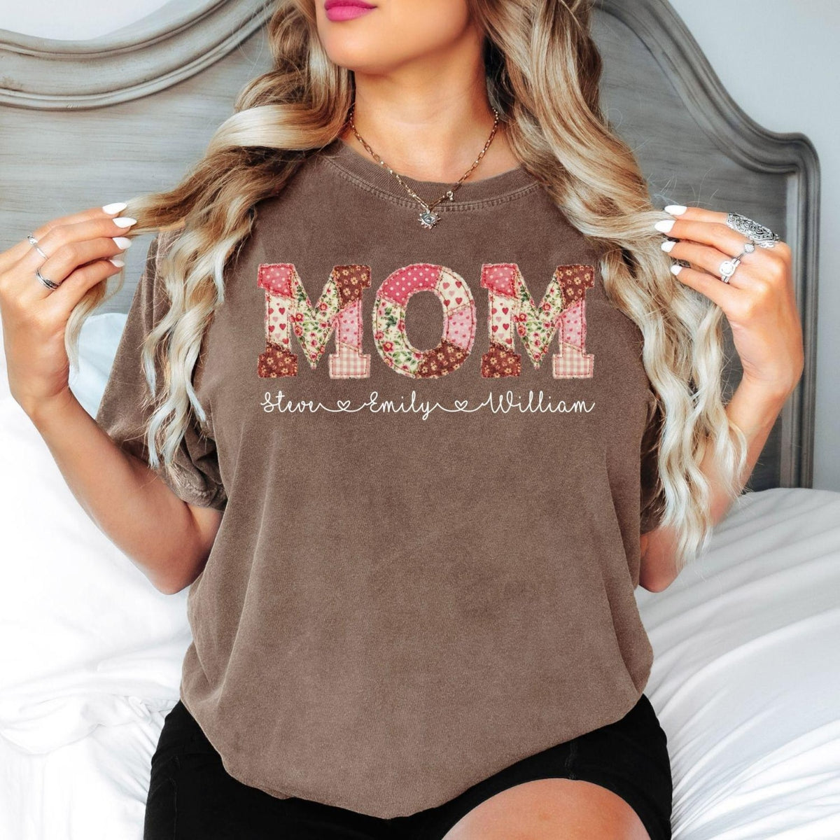 Personalized Mom Shirt, Custom Kids Names Comfort Color T-Shirt, Mother Gift Shirt, Mama Shirt, Mothers Day Shirt, Print Only Not a Patch