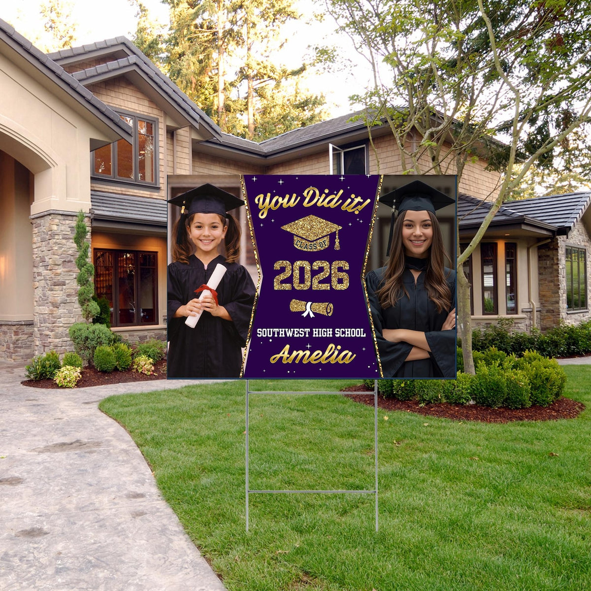 Class of 2026 Graduation Yard Sign, Personalized Photo Yard Sign, Custom Senior Yard Decor