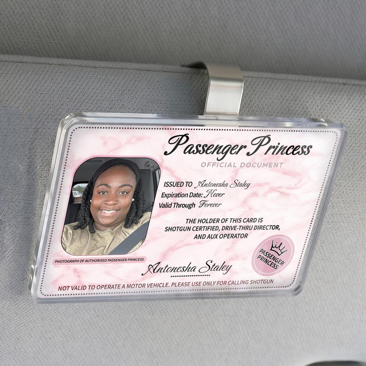 Custom Passenger Princess Car Visor Clip, Car Accessories Owner Gift for Boyfriend, Girl Friend Photo Car visor, Car Decor Gift for Husband