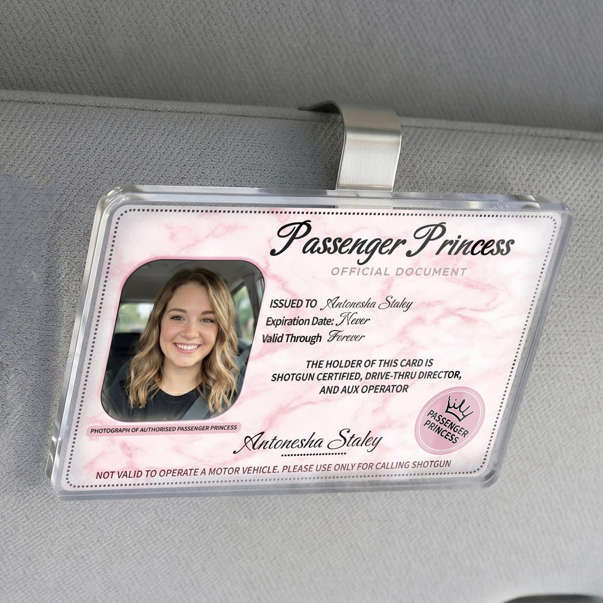 Custom Passenger Princess Car Visor Clip, Car Accessories Owner Gift for Boyfriend, Girl Friend Photo Car visor, Car Decor Gift for Husband