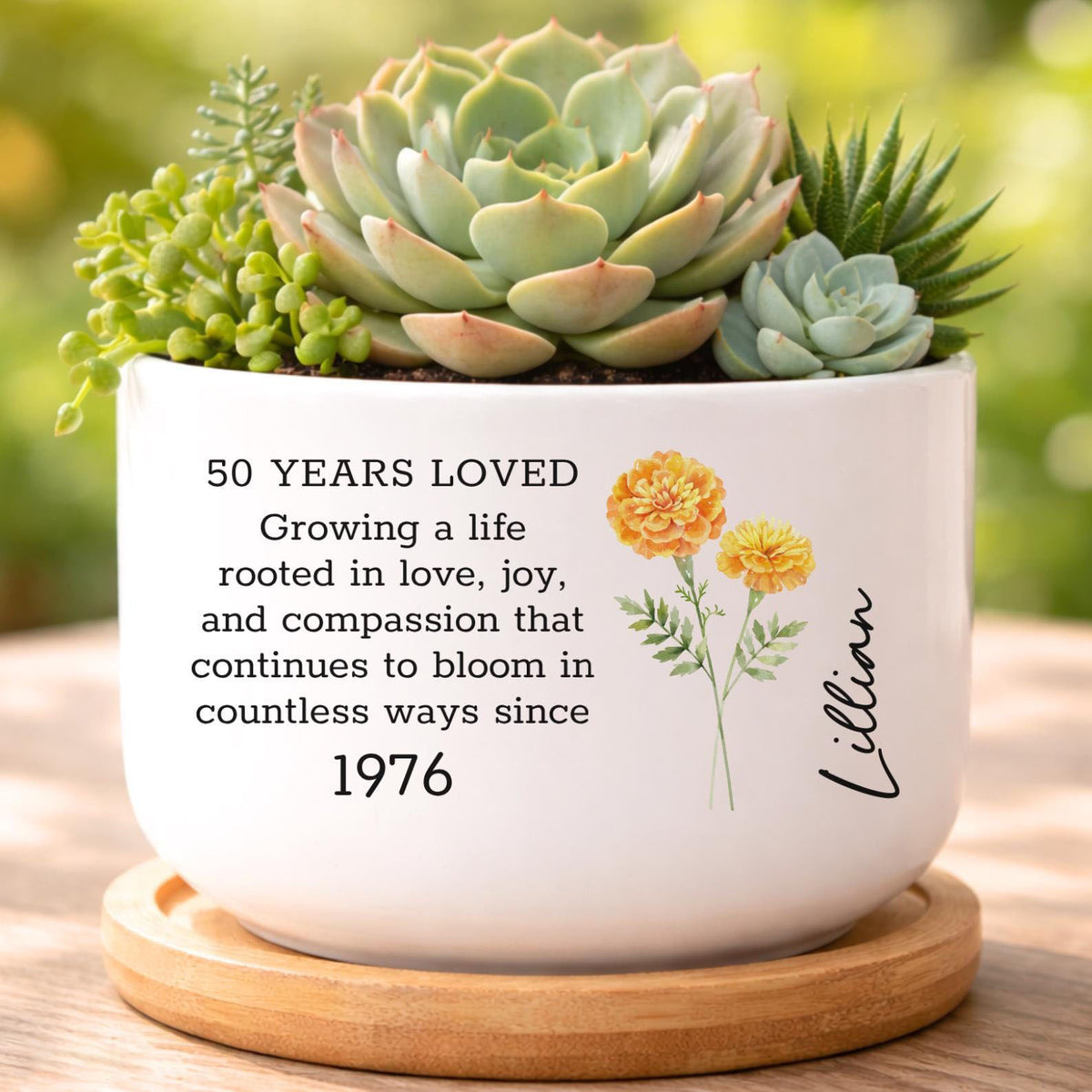 50th Gift for Her, Custom Name Planter, Personalized 50th Birthday Gift for Women, 1976 Birthday Gift