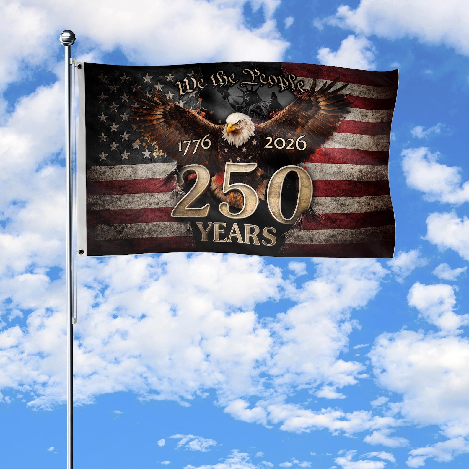 We The People 250th Anniversary Flag, 250 Years of Freedom Flag, USA Independence Day Decor, Fourth of July Gift, Celebration 1776-2026