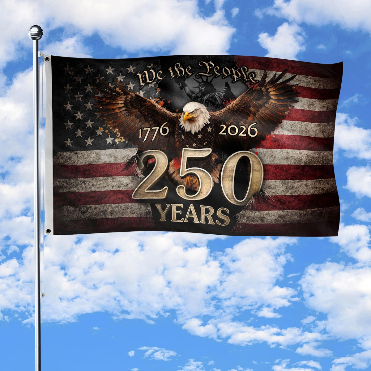 We The People 250th Anniversary Flag, 250 Years of Freedom Flag, USA Independence Day Decor, Fourth of July Gift, Celebration 1776-2026