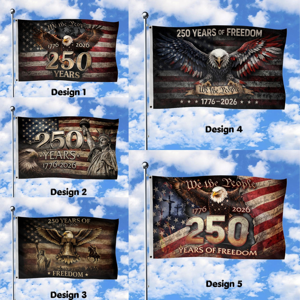 We The People 250th Anniversary Flag, 250 Years of Freedom Flag, USA Independence Day Decor, Fourth of July Gift, Celebration 1776-2026