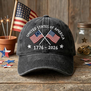 United States of America 250th Anniversary Hat, 1776-2026 Embroidered Dad Cap, 4th of July Celebration Headwear, Patriotic Flag Hat