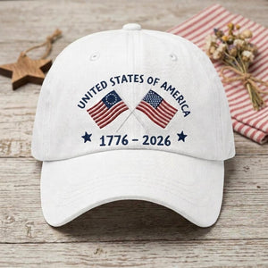 United States of America 250th Anniversary Hat, 1776-2026 Embroidered Dad Cap, 4th of July Celebration Headwear, Patriotic Flag Hat