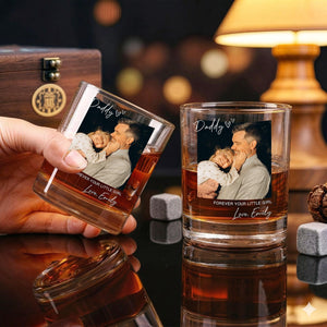 Personalized Photo Whiskey Crystal Glass for Dad, Custom Picture Dad Wine Glass, Gift for Dad, Father's Day Gift from Daughter Son,Dad Gift